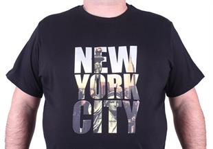 Starbattal Büyük Beden Sıfır Yaka Tişört New York City 23125 SIYAH