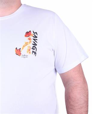 Starbattal Büyük Beden Sıfır Yaka Tişört Savage 23101 BEYAZ
