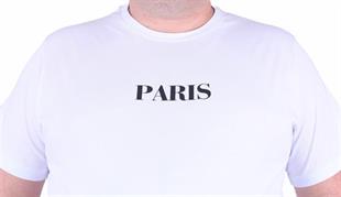 Starbattal Büyük Beden Sıfır Yaka Tişört Paris 23105 BEYAZ