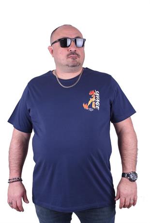 Starbattal Büyük Beden Sıfır Yaka Tişört Savage 23101 Marin