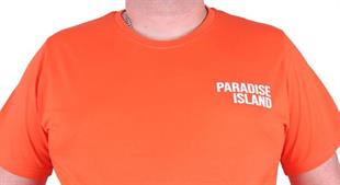 Starbattal Büyük Beden Sıfır Yaka Tişört Paradise İsland 23103 TURUNCU