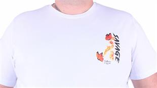 Starbattal Büyük Beden Sıfır Yaka Tişört Savage 23101 BEYAZ