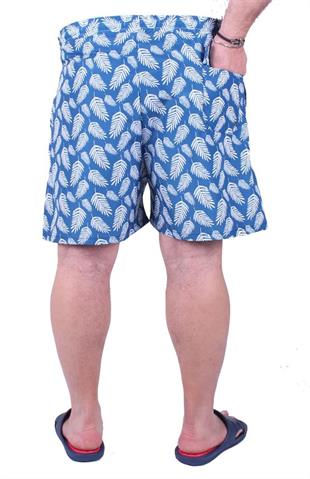 Starbattal Büyük Beden Su İtici Deniz Şortu Palm Leaves 23662 INDIGO