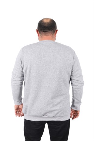 Starbattal Büyük Beden Sweatshirt V design 22742 GRI MELANJ