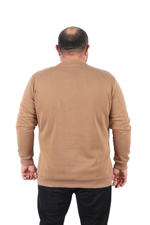 Starbattal Büyük Beden Sweatshirt V design 22742 S.KAHVE