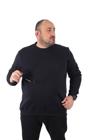 Starbattal Büyük Beden Sweatshirt V design 22742 LACIVERT