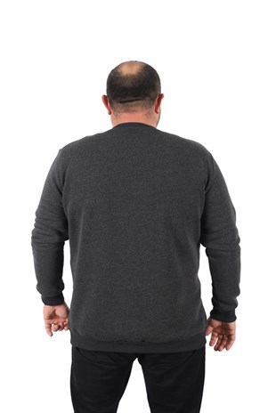 Starbattal Büyük Beden Sweatshirt V design 22742 ANTRASİT MELANJ