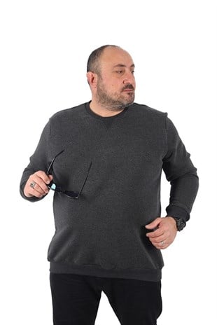 Starbattal Büyük Beden Sweatshirt V design 22742 ANTRASİT MELANJ