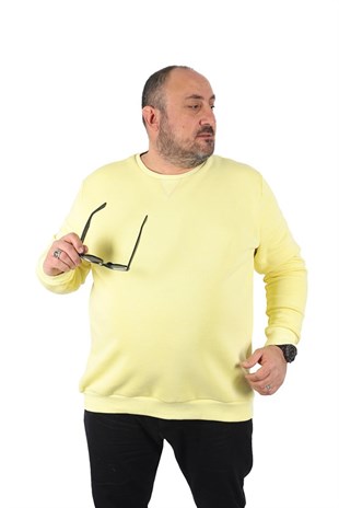 Starbattal Büyük Beden Sweatshirt V design 22742 SARI