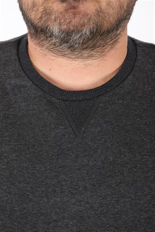 Starbattal Büyük Beden Sweatshirt V design 22742 ANTRASİT MELANJ