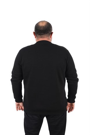 Starbattal Büyük Beden Sweatshirt V design 22742 SIYAH