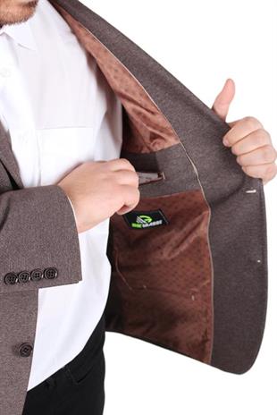 Starbattal Erkek Büyük Beden 4 Drop Blazer Sedef Ceket 500606 KAHVERENGİ