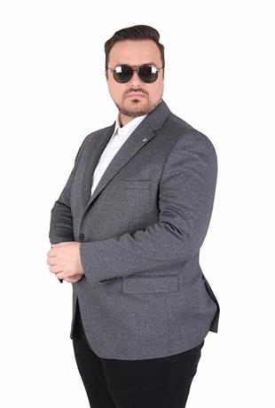 Starbattal Erkek Büyük Beden 4 Drop Blazer Sedef Ceket 500606 SIYAH