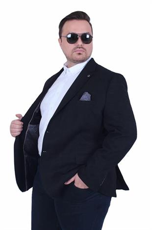 Starbattal Erkek Büyük Beden 4 Drop Blazer Şönili Ceket 500602 SIYAH