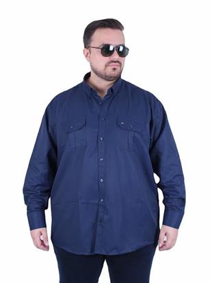 Starbattal Erkek Büyük Beden Çift Cep Kapaklı Gömlek 11366 LACIVERT