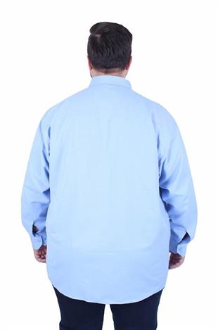 Starbattal Erkek Büyük Beden Çift Cep Kapaklı Gömlek 11366 MAVI