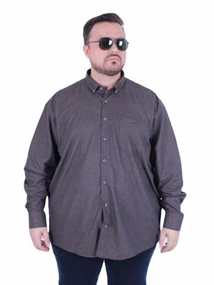 Starbattal Erkek Büyük Beden Kadife Görünümlü Cepli Gömlek 11367 KAHVERENGİ