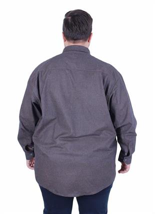 Starbattal Erkek Büyük Beden Kadife Görünümlü Cepli Gömlek 11367 KAHVERENGİ