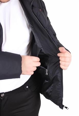 Starbattal Erkek Büyük Beden Kapüşonlu Mont Lusso 2505 SIYAH