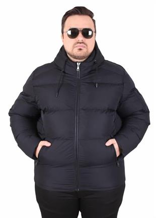 Starbattal Erkek Büyük Beden Kapüşonlu Mont Lusso 2505 SIYAH