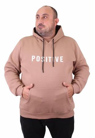 Starbattal Erkek Büyük Beden Kapuşonlu Sweat Positive 23211 S.KAHVE