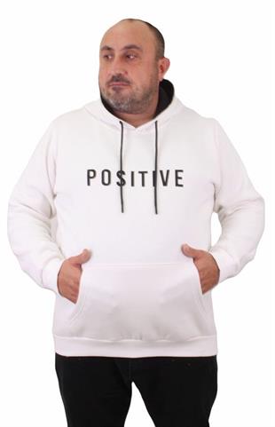 Starbattal Erkek Büyük Beden Kapuşonlu Sweat Positive 23211 EKRU