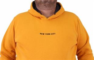 Starbattal Erkek Büyük Beden Kapuşonlu Sweat Danger 23212 HARDAL