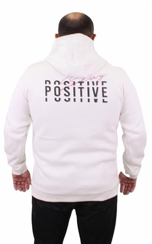Starbattal Erkek Büyük Beden Kapuşonlu Sweat Positive 23211 EKRU