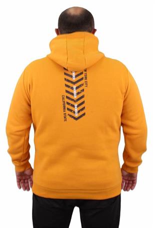 Starbattal Erkek Büyük Beden Kapuşonlu Sweat Danger 23212 HARDAL