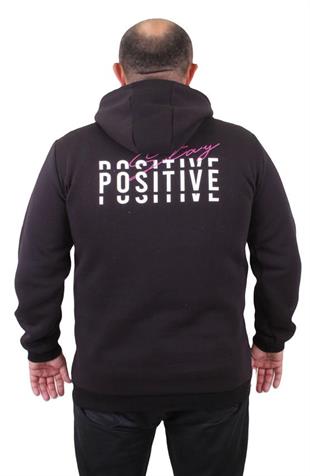 Starbattal Erkek Büyük Beden Kapuşonlu Sweat Positive 23211 SIYAH