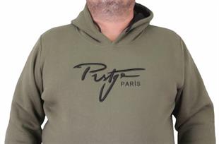 Starbattal Erkek Büyük Beden Kapuşonlu Sweat Prstge Paris 23208 HAKI