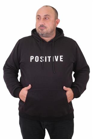 Starbattal Erkek Büyük Beden Kapuşonlu Sweat Positive 23211 SIYAH