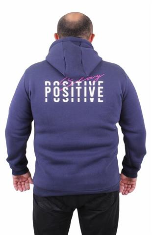 Starbattal Erkek Büyük Beden Kapuşonlu Sweat Positive 23211 INDIGO