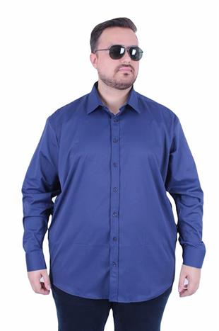 Starbattal Erkek Büyük Beden Klasik Cepsiz Gömlek 11363 LACIVERT