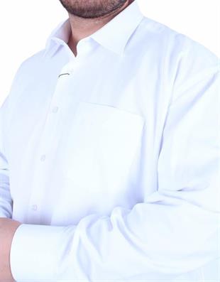 Starbattal Erkek Büyük Beden Klasik Cepsiz Armürlü Gömlek 11361 BEYAZ