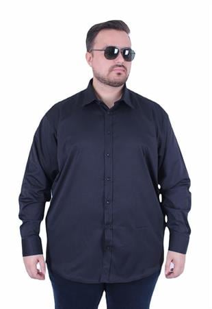 Starbattal Erkek Büyük Beden Klasik Cepsiz Gömlek 11363 SIYAH