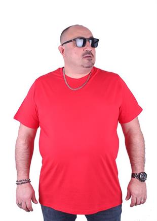 Starbattal Erkek Büyük Beden Likralı Basic Sıfır Yaka Tişört 11160 KIRMIZI