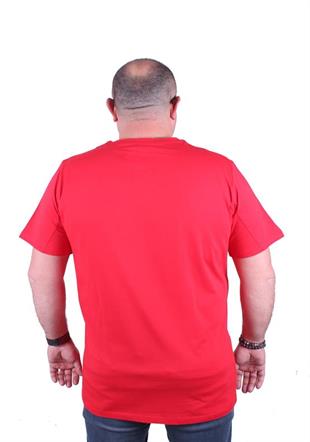 Starbattal Erkek Büyük Beden Likralı Basic Sıfır Yaka Tişört 11160 KIRMIZI