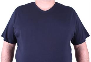 Starbattal Erkek Büyük Beden Likralı Basic V Yaka Tişört 11170 LACIVERT