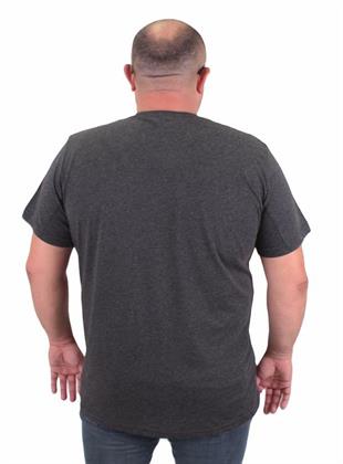 Starbattal Erkek Büyük Beden Likralı Basic Sıfır Yaka Tişört 11160 ANTRASİT MELANJ