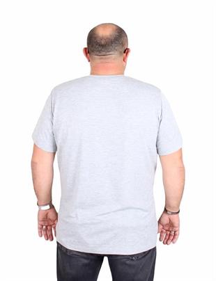Starbattal Erkek Büyük Beden Likralı Basic V Yaka Tişört 11170 GRI MELANJ