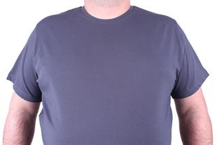 Starbattal Erkek Büyük Beden Likralı Basic Sıfır Yaka Tişört 11160 FUME