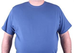 Starbattal Erkek Büyük Beden Likralı Basic Sıfır Yaka Tişört 11160 INDIGO