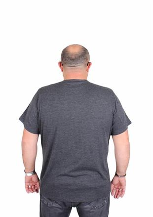 Starbattal Erkek Büyük Beden Likralı Basic V Yaka Tişört 11170 ANTRASİT MELANJ