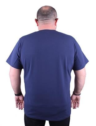 Starbattal Erkek Büyük Beden Likralı Basic V Yaka Tişört 11170 Marin