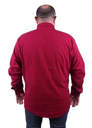 Starbattal Erkek Büyük Beden Likralı Keten Hakim Yaka Cepli Gömlek 11308 BORDO