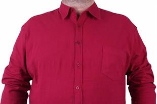 Starbattal Erkek Büyük Beden Likralı Keten Cepli Gömlek 11306 BORDO