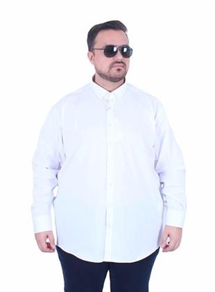 Starbattal Erkek Büyük Beden Likralı Poplin Gömlek 11354 BEYAZ