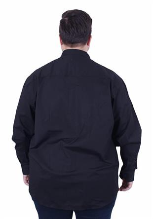 Starbattal Erkek Büyük Beden Likralı Poplin Gömlek 11354 SIYAH