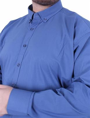 Starbattal Erkek Büyük Beden Likralı Poplin Gömlek 11354 MAVI